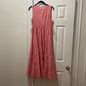 Max Studio London Red Gingham Tiered Sleeveless Dress NWOT